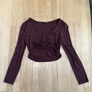 Brown Shein cropped long sleeve